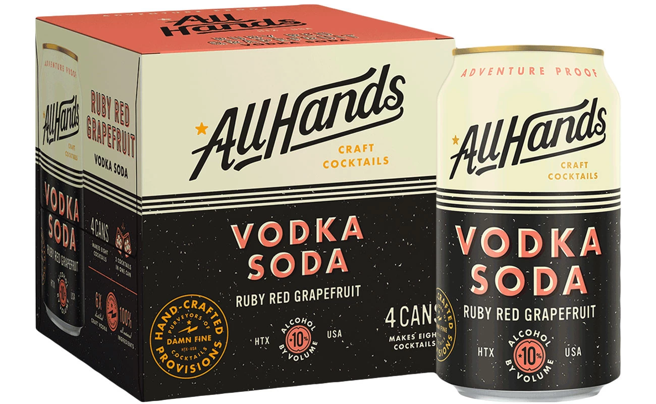 All Hands Vodka Soda Ruby Red Grapefruit 4 Pack